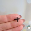Сережка кафф Чорний хрест медичне золото Xuping Black Без проколу